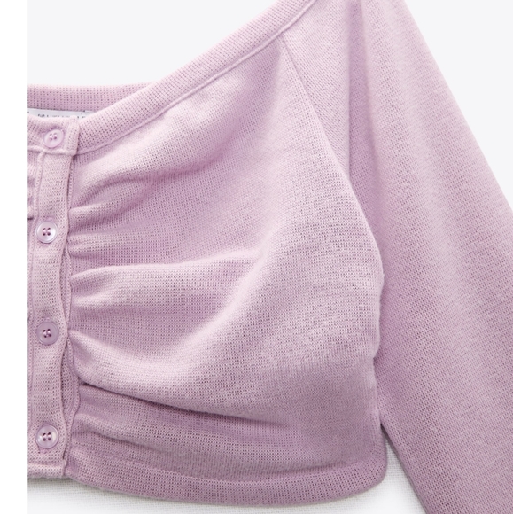 Soft Ruched Cardigan Zara Mauve - Picture 6 of 12